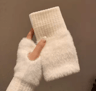 Solid Color Plush Woolen Knitted Touch Screen Half Finger Gloves  Autumn  Winter Warm Luxury Gloves 7