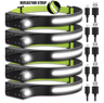 Rechargeable LED Sensor Headlamp  5Mode HandsFree Head Flashlight For Fishing Camping  Outdoor Use 12