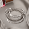 Punk Heavy Metal Big Thick Chain Bracelet Set  Retro Geometric Metal Twist Chain Bangles For Women 4