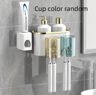 Toothbrush Holder With Squeezer  PerforationFree Bathroom Shelf And Mouthwash Cup Organizer 7