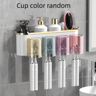 Toothbrush Holder With Squeezer  PerforationFree Bathroom Shelf And Mouthwash Cup Organizer 6