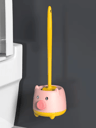 Cute Piglet Toilet Brush Set  WallHanging NoDeadCorner Cleaning Magic 6