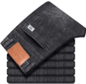 Mens Winter Warm Fleece Lined Stretch Casual Jeans  Lightweight Thermal Trousers For Office  Daily  5