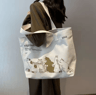 Womens Canvas Tote Bag Spacious Durable Shoulder Handbag With Zipper Closure 6
