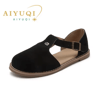 Retro Genuine Leather Cage Sandals For Women Closed Toe Roman Summer Flats Hollow Casual Comfort Sh 1