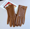Womens Winter PU Leather Touchscreen Gloves  Warm Driving Gloves With Elegant Bow 6
