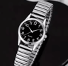 Black Arabic Numeral Couple Watch Set Elastic Band Quartz Watches For Men And Women 7
