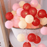 Colorful Cotton Ball LED String Lights  Battery Fairy Garland For Cozy Home  Holiday Decor 8