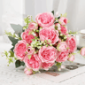 Pink  White Artificial Rose Bouquet  Realistic Silk Flowers For Home  Wedding Decor 2