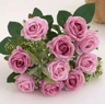 10Head Artificial Rose Bouquet  Realistic Silk Flowers For Elegant Home  Wedding Decor 3
