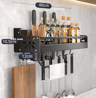 MultiFunction Wall Mounted Kitchen Organizer Shelf  Spice Rack Knife Holder  Utensil Storage 6