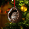 Acrylic Woodland Animal Tree Trunk Ornaments  Cute Bunny Owl  Hedgehog Christmas Hanging Decor 4