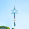 Metal Lotus Crystal Suncatcher Wind Chime  Handmade Hanging Charm For Home  Garden Decor 6