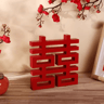 Red Wooden Double Happiness Xi Symbol Decor  Traditional Wedding  Festive Accent 4