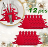 12PCS Christmas Tree Felt Placemats  Cutlery Holder Set  Festive Table Decor 3