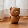 HandCarved Wooden Bear Figurine With Bell  Cute Rustic Desk Decor 4