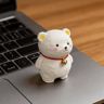 HandCarved Wooden Bear Figurine With Bell  Cute Rustic Desk Decor 5