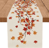 Maple Leaf Autumn Burlap Table Runner  Farmhouse Fall Dining Decor 0