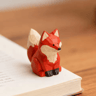 Handcrafted Wooden Fox Figurine  Vintage Mini Fox Sculpture For Home  Office Decor 0