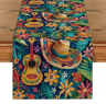 Mexican Style Colorful Linen Table Runner  Cactus Fiesta Decor For Dining Parties  Home 4