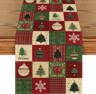 VIKAMA Christmas Plaid Linen Table Runner With Snowflake  Xmas Ball Design 0