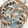 OceanWave Wooden Dolphin Wall Plaque 2D Underwater Theme Decor For Home And Office 0