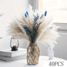 70 Stem Blue Bunny Tail Pampas Grass Bouquet  Fluffy Artificial Dried Flower Decor 4