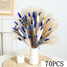 70 Stem Blue Bunny Tail Pampas Grass Bouquet  Fluffy Artificial Dried Flower Decor 5