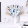 70 Stem Blue Bunny Tail Pampas Grass Bouquet  Fluffy Artificial Dried Flower Decor 7