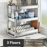 Stainless Steel Multi Tier Dish Drying Rack Large Capacity Kitchen Counter Organizer With Utensil H 7