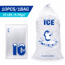 10 Pack Heavy Duty Reusable Ice Bags With Drawstring Portable Freezer Storage Bags 8