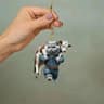 Realistic Cat Rearview Mirror Hanging Ornament With Decorative Chain 9