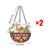 Hanging Round Coconut Planter Basket  Iron Chain Coco Coir Flowerpot 9