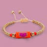 Handmade Woven Heart Beaded Adjustable Gold Accent Boho Summer Wristband 9