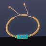 Handmade Woven Heart Beaded Adjustable Gold Accent Boho Summer Wristband 17