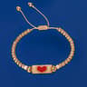 Handmade Woven Heart Beaded Adjustable Gold Accent Boho Summer Wristband 19