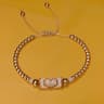 Handmade Woven Heart Beaded Adjustable Gold Accent Boho Summer Wristband 16