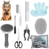 8Piece Cat Grooming  Beauty Kit With Slicker Brush Nail Clipper File Flea Comb Bath Brush 11