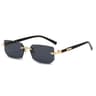 Mens Rimless Polygon Sunglasses Gold Black UV Protection Eyewear 2