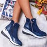 Chunky Sneakers Women High Top Vulcanize Shoes Autumn Platform Wedges Zipper Female Shoes Plus Size 2