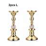 Vintage Gold Metal Pillar Candle Holders Elegant Crystal Pillar Candle Stands 11