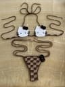 Hello Kitty Sexy Swimsuit Crochet Bikinis Set Thongs Bathing Suit Cute Ladys Micro Bikini Womens Sw 8