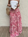 Stretchy Waist Long Maxi Skirt Flowy Vacation Style Beach Skirt With Elastic Waistband 5
