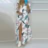Summer Women Boho Printed Maxi Dresses Turndown Collar Long Sleeve Casual Split Shirt Elegant Dress 6