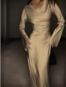 Luxury Evening Dress Womens Bespoke Satin Maxi Dress With Corset Waist Tie And Classic Round Neck 6
