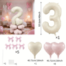 Cream White Balloon Set With Light Pink Heart Foil Bow For Birthday Wedding Valentines Day Annivers 7