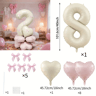 Cream White Balloon Set With Light Pink Heart Foil Bow For Birthday Wedding Valentines Day Annivers 12