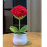 Handwoven DIY Mini Rose Potted Flower Woolen Thread Finished Home Decor For Office And Desktop 0