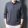 Casual Mens Waffle Long Sleeved POLO Shirt Letter Printed Lapel Top 5