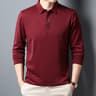 Casual Mens Waffle Long Sleeved POLO Shirt Letter Printed Lapel Top 6